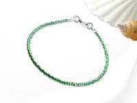 Modern Green Seed Beads Minimalist Boho Bracelet | Silver Sensations
