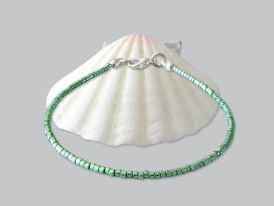 Modern Green Seed Beads Minimalist Boho Bracelet