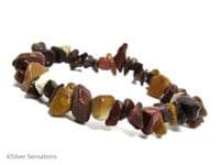Multi Colour Mookaite Jasper Smooth Tumbled Chips Bead Bracelet | Silver Sensations