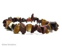Multi Colour Mookaite Jasper Smooth Tumbled Chips Bead Bracelet | Silver Sensations
