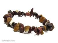 Multi Colour Mookaite Jasper Smooth Tumbled Chips Bead Bracelet | Silver Sensations