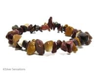 Multi Colour Mookaite Jasper Smooth Tumbled Chips Bead Bracelet | Silver Sensations