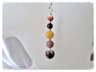 Multi Colour Mookaite & Sterling Silver Earrings