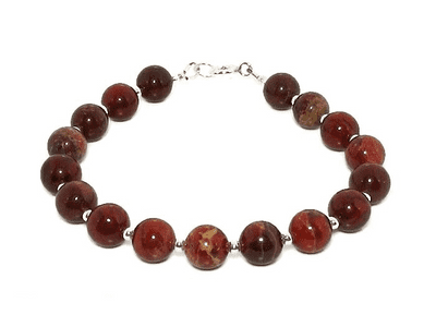 Multi Colour Rainbow Jasper Ladies Bracelet With Sterling Silver Beads