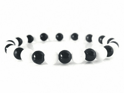 Navy Blue Sparkly Goldstone & White Agate Beaded Bracelet