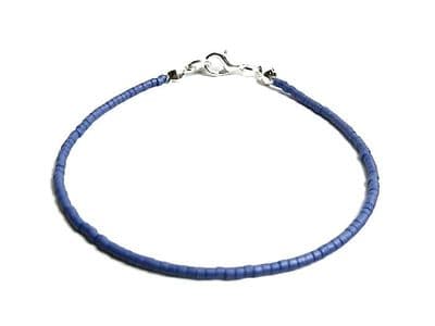 Navy Blue Tiny Seed Beads Unisex Anklet