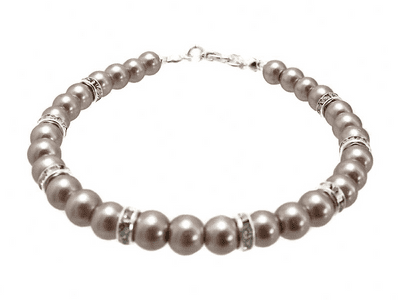 Pale Brown Pearls & Crystals Silver Fashion Bracelet