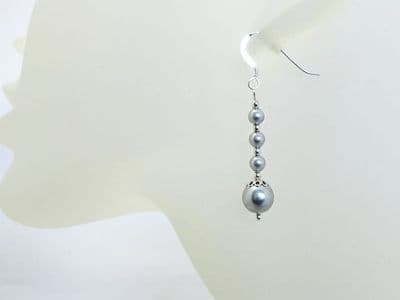 Pale Grey Premium Pearls & Sterling Silver Wedding Earrings