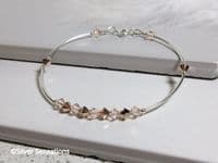 Pale Peach & Rose Gold Swarovski Crystals & Sterling Silver Curve Tubes Bracelet | Silver Sensations