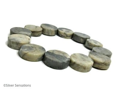 Pale Yellow & Pastel Grey Cloudy Jasper Coins Beaded Bracelet