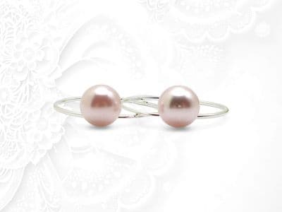 Pastel Baby Pink Pearl Drops Hoop Earrings - Bridesmaids Gift