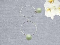 Pastel Green Handmade  Pearl Sterling Silver Hoop Earrings – Detachable Drops | Crystal Pearls From Austria | Silver Sensations