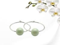 Pastel Green Handmade  Pearl Sterling Silver Hoop Earrings – Detachable Drops | Crystal Pearls From Austria | Silver Sensations