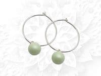 Pastel Green Handmade  Pearl Sterling Silver Hoop Earrings – Detachable Drops | Crystal Pearls From Austria | Silver Sensations