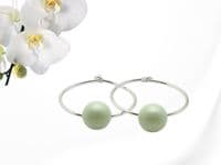 Pastel Green Handmade  Pearl Sterling Silver Hoop Earrings – Detachable Drops | Crystal Pearls From Austria | Silver Sensations