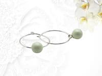 Pastel Green Handmade  Pearl Sterling Silver Hoop Earrings – Detachable Drops | Crystal Pearls From Austria | Silver Sensations
