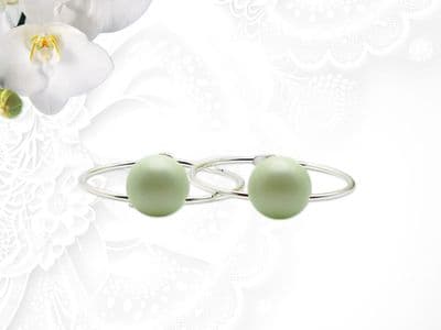 Pastel Green Pearl Sterling Silver Hoop Handmade Earrings – Detachable Drops