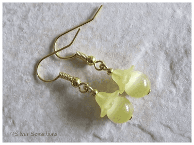 Pastel Lemon Yellow Beaded Fashion Earrings