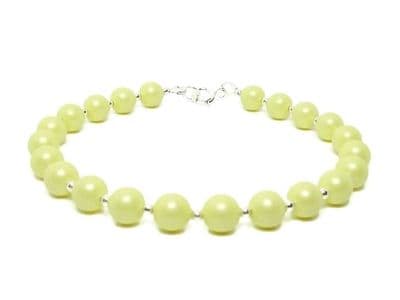 Pastel Lemon Yellow Premium Pearls Bracelet With Sterling Silver
