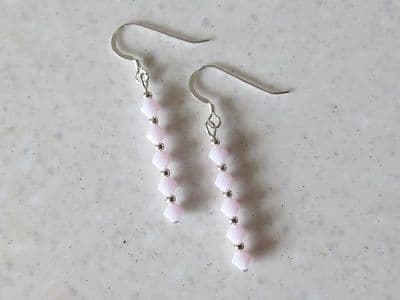 Pastel Pink Crystals & Sterling Silver Elegant Earrings