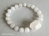 Pastel Pink Rose Quartz Faceted Nugget, Frosted Beads & Sterling Silver Bracelet | Silver Sensations