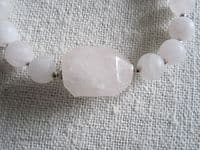 Pastel Pink Rose Quartz Faceted Nugget, Frosted Beads & Sterling Silver Bracelet | Silver Sensations