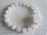 Pastel Pink Rose Quartz Faceted Nugget, Frosted Beads & Sterling Silver Bracelet | Silver Sensations