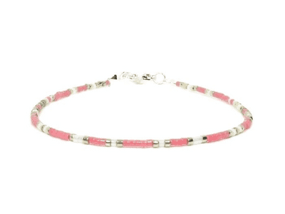 Pastel Pink & White Seed Bead Stacking Bracelet