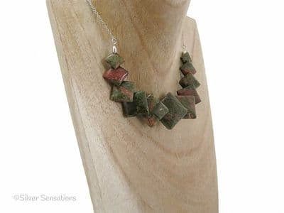 Pink & Green Unakite Flat Square 