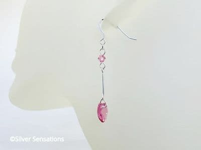 Pink Heart Earrings With Sterling Silver & Premium Crystals