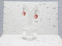 Pink Orange Heart Crystals & Sterling Silver Dangly Stud Earrings | Silver Sensations
