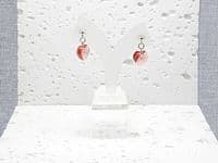 Pink Orange Heart Crystals & Sterling Silver Dangly Stud Earrings | Silver Sensations