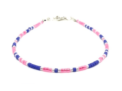 Pink, Purple & White Seed Bead Skinny Friendship Bracelet