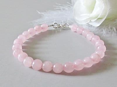 Pink Rose Quartz Beaded Bracelet
