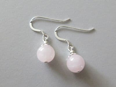 Pink Rose Quartz & Sterling Silver Earrings