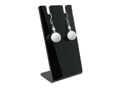 Pure White Agate Drop Earrings With Sterling Silver & Premium Crystals