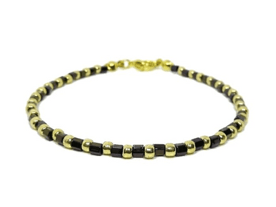 Purple & Gold Seed Bead Friendship Fashion Bracelet