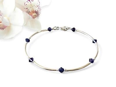 Purple Premium Crystals & Sterling Silver Bangle Bracelet