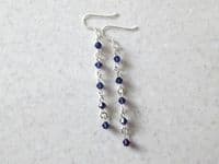 Premium Purple Crystals & Sterling Silver Long Chain Earrings | Silver Sensations