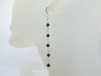Premium Purple Crystals & Sterling Silver Long Chain Earrings | Silver Sensations