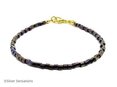 Purple Rainbow Hexagon Seed Bead Layering Friendship Bracelet
