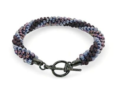 Purples Stripey Kumihimo Seed Bead Fashion Bracelet