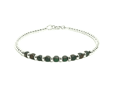 Rainbow Hematite Cube Beads  & Sterling Silver Bracelet