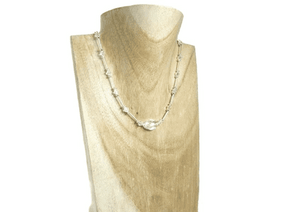 Rainbow Swarovski Oval, Crystals & Sterling Silver Tubes Wedding Necklace