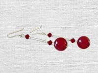 Red Jade Earrings With Swarovski Crystals & Sterling Silver Tubes | Silver Sensations