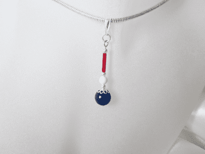 Red White & Blue Pearls Sterling Silver Pendant