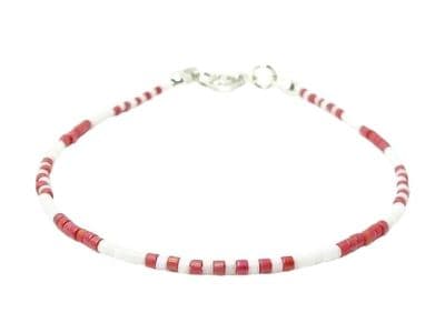 Red & White Seed Bead Dainty Friendship Bracelet