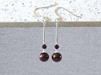 Rich Dark Red Garnet & Crystals Sterling Silver Drop Earrings (42mm) | Silver Sensations