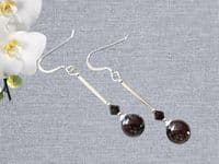 Rich Dark Red Garnet & Crystals Sterling Silver Drop Earrings (42mm) | Silver Sensations