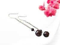 Rich Dark Red Garnet & Crystals Sterling Silver Drop Earrings (42mm) | Silver Sensations